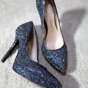Nine West Love Fury Navy and Black Sparkle Heels